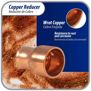 Appli Parts AP-R012038 1/2x3/8 in Reducing Bushing Copper pipe fittings C x C Sweat connections for refrigeration, air conditioning and plumbing applications ACR and Type L copper pipe