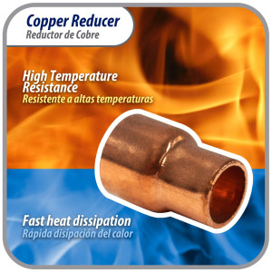 Appli Parts AP-R012038 1/2x3/8 in Reducing Bushing Copper pipe fittings C x C Sweat connections for refrigeration, air conditioning and plumbing applications ACR and Type L copper pipe