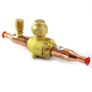 Danfoss 009L7050 1/4in Shut Off Ball Valve ODF GBC 6s Multiple Refrigerant MWP 650psi WT -40F to 300F with 1/4in SAE Schrader Valve Bi-Flow