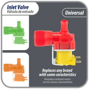Appli Parts APVI-1111 Single Water Inlet 120 V Solenoid Valve for Refrigerators and Ice Makers, 50/60 Hz, 0.95 A, Inlet 3/4 in NPT Outlet 1/4 in