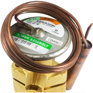 Emerson TCLE 12 HW Alco Thermostatic Expansion Valve Compatible with R22, R407C, 12 tons with external equalization 1/4 in SAE, 1/2 x 5/8 ODF solder connection, operating range -10 F to 50 F