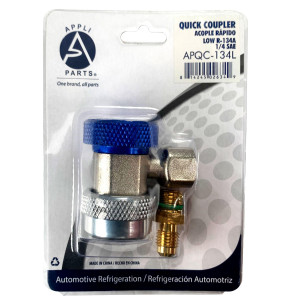 Appli Parts APQC-13LH Quick Coupler Compatible with R134a, Low for Automotive Air Conditioning Charging and Service Blue 1/4 in Bronze Adapter