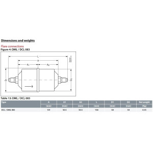 Danfoss 023Z5005 3/8in Liquid Line Refrigerant AC Filter Drier hvac refrigeration Flare 3.1-4.6tons Unidirectional 6-1/4in Long 2-1/4in Wide DCL 083
