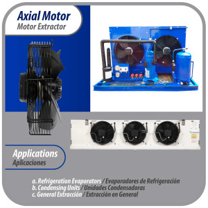 Appli Parts AXF-600-1 23-5/8 in Axial Fan Motor Guard Mounted Fan Blade 220V, 1 Ph, 50-60 Hz, 920W, 1600 rpm, Universal replacement for Cold Room Evaporators, Condensing Units, Work Temp -22F to 140F