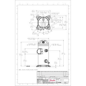 Danfoss MLZ045T2LQ9A 6 HP MBP Refrigeration Scroll Compressor 208-230/3/60 (V/Ph/Hz) R404,R407,R507,R452,R134,R513,R22,R448,R449 Rotolock Valves V05,V06, POE Oil 121L8797 Replaces 121L8850