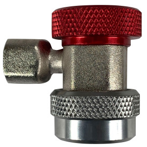 Appli Parts APQC-134H Quick Coupler Compatible with R134a, High for Automotive Air Conditioning Charging and Service Red 1/4 in Bronze Adapter