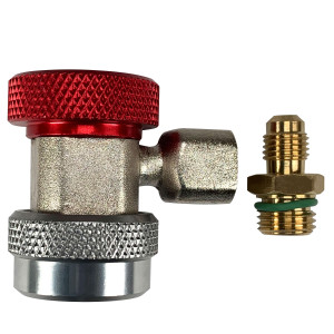 Appli Parts APQC-134H Quick Coupler Compatible with R134a, High for Automotive Air Conditioning Charging and Service Red 1/4 in Bronze Adapter