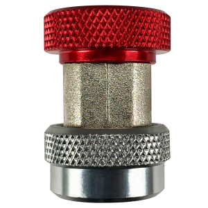 Appli Parts APQC-134H Quick Coupler Compatible with R134a, High for Automotive Air Conditioning Charging and Service Red 1/4 in Bronze Adapter
