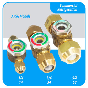 Appli Parts APSG-34 3/4 in Sight Glass and liquid moisture indicator Flare connections with take-apart Body for HVAC/R installations suitable for CFC HCFC HFC refrigerants
