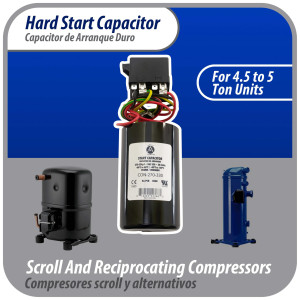 Appli Parts APHS-3 4 to 5 TON Hard Start kit 208-265 V, 1 Ph for air conditioner includes Capacitor 270-324mfd 330V and Potential Relay for Air Conditioner scroll and reciprocating compressors