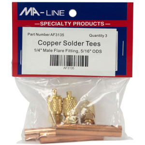 MA-Line AF3135 5/16in ODS x 3/8in Tee de Cobre Soldada con Puerto de 1/4pulg Flare Macho