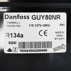Danfoss GUY80NRB 1/4HP Compatible with R134a, Fractional Refrigeration Compresssor LMBP 115/1/60 (V/Ph/Hz) 123B1303 125B1318