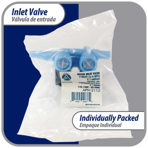 Appli Parts APIV-2112 WH13X10024 inlet water valve for washing machine 2 x 3/4 NPT Inlet 1 x 1/2 outlet 110-120 V 50/60 Hz Universal replacement for General Electric and other brands 