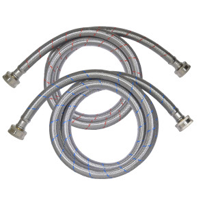Appli Parts APIH-7234 2-Pack 6 ft Washing Machine Inlet Hose Braided Stainless Steel with Seal 3/4 in NPT Female Fitting works for hot and cold water