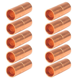 Appli Parts AP-A014B10 1/4 in, Anillo de Cobre Accesorios de tuberia de cobre CxC Conexiones soldadas para aplicaciones de refrigeracion, aire acondicionado, plomeria Tuberia ACR y tipo L, 10x Bolsa