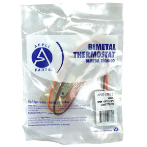 Appli Parts APBT-S8835 Bimetal Termico 2 Cables Appli Parts Abre a 15C y Cierra a 0C, cables de colores naranja y marron, Referencia: BIM-8835, RO40504 Termodisco