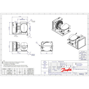 Danfoss LCHB0033RC0154B Unidad Condensadora 1/3HP LBP 115V/1Ph/60Hz Compatible con R404A, 1 Ventilador con Compresor Reciprocante NF7CLX 114N0408

