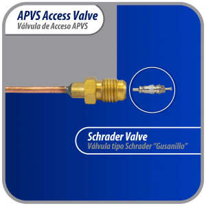 Appli Parts APVS-14182 1/4 in SAE Access Schrader Valve x 1/8 ODF x 2 in Copper Stem with Valve Core and Cap with gasket and core remover for AC and refrigeration systems