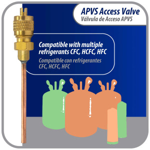 Appli Parts APVS-14182 1/4 in SAE Access Schrader Valve x 1/8 ODF x 2 in Copper Stem with Valve Core and Cap with gasket and core remover for AC and refrigeration systems