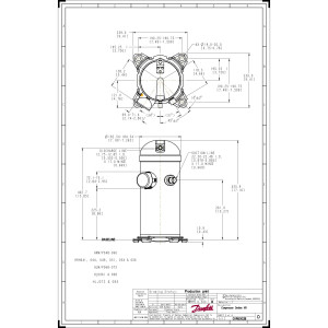 Danfoss HRH051U2LP6 4.3 tons 51.000 btu/h Compatible con R410A, Compresor Scroll para Aire Acondicionado 208-230/3/60 (V/Ph/Hz) Descarga 1/2 pulg, Succion 7/8pulg, ODF, Aceite PVE 121L1466, 121L1463