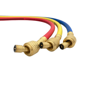 Uniweld HC5SMB 60 in  Manifold Hoses, Red, Yellow and Blue, 1/4 in Standard Connection for use in refrigeration and air conditioning CFC,HCFC,HFC, Soft Magic Barrier