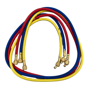 Uniweld HC5SMB 60 in  Manifold Hoses, Red, Yellow and Blue, 1/4 in Standard Connection for use in refrigeration and air conditioning CFC,HCFC,HFC, Soft Magic Barrier