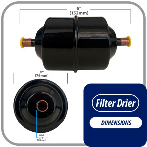 Appli Parts APFD-163S 3/8 in Liquid Line Refrigerant AC Filter Drier hvac Refrigeration 163S ODF Sweat Solder connection universal unidirectional 7in long 3in wide