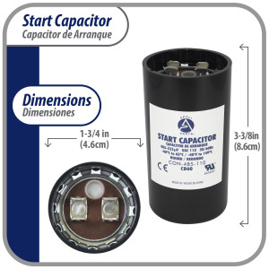 Appli Parts CON-485-110 Capacitor de Arranque 485-533 MFD (microfaradios) uF, 110-125 VAC. Universal para Motores Electricos, condensador de arranque de 4.6 cm de Diametro, 8.6 cm de Alto