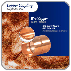 Appli Parts AP-A078 7/8 in Wrot Copper Coupling fitting CxC Sweat connections for refrigeration, air conditioning and plumbing applications ACR and Type L copper pipe 