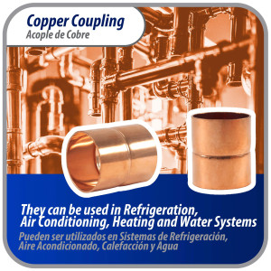 Appli Parts AP-A078 7/8 in Wrot Copper Coupling fitting CxC Sweat connections for refrigeration, air conditioning and plumbing applications ACR and Type L copper pipe 