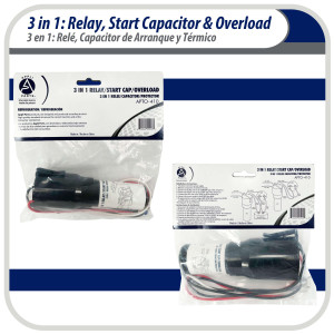 Appli Parts APTO-410 1/4 to 1/3 Hp, 115 V, 3 in 1 Solid State Hard Start Relay, Capacitor and Overload for compressors Certified UL SA44719