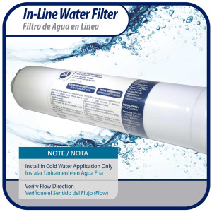 Appli Parts APWF-100 In Line Water Filter 1/4 in (Connectors Not Included) Service Life 2500 gallons or 1 year, Pressure Range 30 to 125 PSI maximum