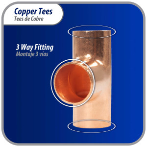 Appli Parts AP-T058 5/8 pulg Tee de Cobre Conexiones CxCxC soldadas para aplicaciones de refrigeracion, aire acondicionado y plomeria Tuberia de Cobre ACR y Tipo L