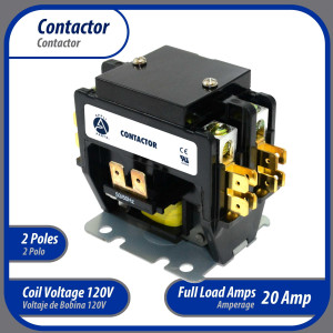 Appli Parts APAC-220120 Heavy Duty Contactor 2 Poles 20A 120V Coil Replacement for AC Compressors and Electrical Applications UL Certified E476929