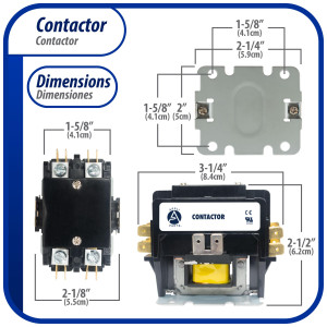 Appli Parts APAC-220120 Contactor 2 Polos 20A 120V Bobina Repuesto para Compresores de CA y Aplicaciones Electricas Certificacion UL E476929 de Trabajo Pesado