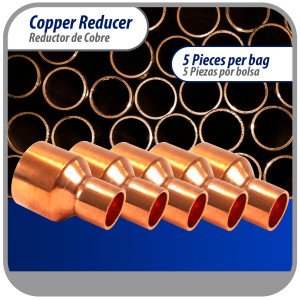 Appli Parts AP-R158078 Reductor de Cobre de 1-5/8x7/8 pulg Conexiones CxC soldadas para aplicaciones de refrigeracion, aire acondicionado y plomeria Tuberia de cobre ACR y Tipo L