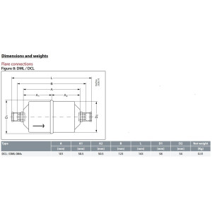 Danfoss 023Z5026 1/2in Liquid Line Refrigerant AC Filter Drier hvac refrigeration ODF 6-9tons Unidirectional 5-5/8in Long 2-1/4in Wide DCL 084S
