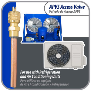 Appli Parts APVS-14142 1/4 in SAE Access Schrader Valve x 1/4 ODF x 2 in Copper Stem with Valve Core and Cap with gasket and core remover for AC and refrigeration systems 