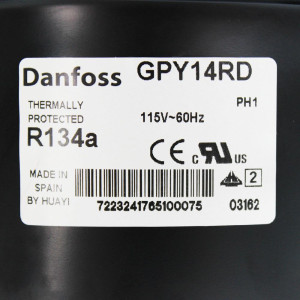 Danfoss GPY14RDA 1/2HP+ Compatible with R134a, Fractional Refrigeration Compressor MHBP 115/1/60 (V/Ph/Hz) 123B1584