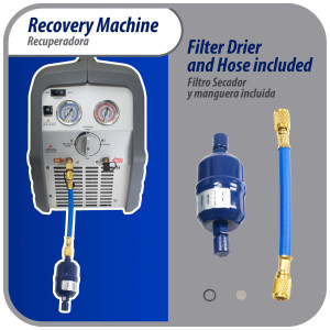 Appli Parts APRRM-121 1/2 Hp Refrigerant Recovery Machine for hvac freon reclaim 110 V, 60 Hz Portable Universal application works with multiple refrigerant includes filter drier and hose