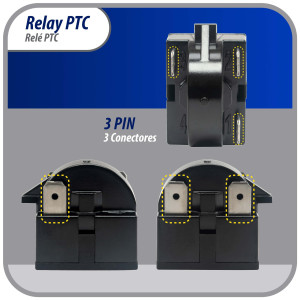 Appli Parts APSR-4002P Mini Fridge relay switch 3 pin 4.7 Ohm 110V Universal PTC Start relay replacement part for multiple brands of refrigerators wine cooler