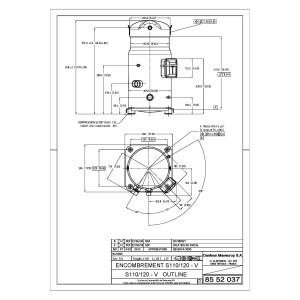 Danfoss SM110S3VC 9 tons 110,000 btu/h Compatible with R22, Scroll Compressor for Air Conditioning 208-230/3/60 (V/Ph/Hz) Discharge 7/8 in, Suction 1-3/8 in, ODF, Mineral Oil SM110-3VI