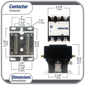 Appli Parts APAC-350240 Contactor 3 Polos 50A 240V Bobina Repuesto para Compresores de CA y Aplicaciones Electricas Certificacion UL E476929 de Trabajo Pesado