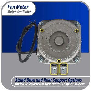 Appli Parts APFM-161E Motor Ventilador 16W Condensador y Evaporador 115V 60Hz 0.95A, Incluye Aspa de Aluminio de 25cm y Base de Montaje, Repuesto Universal para Equipos de Refrigeracion Comercial RAFA
