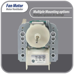 Appli Parts APFM-317 11.5 W Fan Motor, 110 V, 50/60 Hz, 0.21 A, 3000 rpm, CCW rotation for Refrigerator Evaporator replacement for original part numbers WR60X30349, WR60X190, WR60X182 and others Appli Parts APFM-317 11.5 W Fan Motor, 110 V, 50/60 Hz, 0.21 A, 3000 rpm, CCW rotation for Refrigerator Evaporator replacement for original part numbers WR60X30349, WR60X190, WR60X182 and others