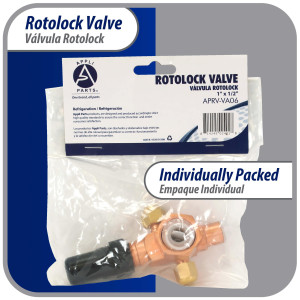 Appli Parts APRV-VA06 Rotolock Valve V06 1 in x 1/2 in ODF solder connection Universal replacement valve will work for refrigeration and air conditioning systems Appli Parts APRV-VA06 Rotolock Valve V06 1 in x 1/2 in ODF solder connection Universal replacement valve will work for refrigeration and air conditioning systems
