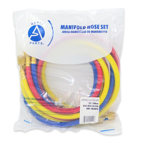 Appli Parts APMG-H72630 72 in Long 1/4 in SAE, 3pcs Refrigerant Hoses for use with HVAC Manifold gauges, Multiple Refrigerant, rated 600-3000psi for Charging and Servicing Refrigeration systems Appli Parts APMG-H72630 72 in Long 1/4 in SAE, 3pcs Refrigerant Hoses for use with HVAC Manifold gauges, Multiple Refrigerant, rated 600-3000psi for Charging and Servicing Refrigeration systems