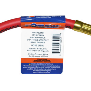 Uniweld EZM3R Manifold Hose 36in Red 1/4 X 5/16 Cfc/Hcfc/Hfc/R410 Ez-Turn Anti-Blowback