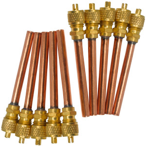 Appli Parts APVS-14142K10 10 Pack 1/4 in SAE Access Schrader Valve x 1/4 ODF x 2 in Copper Stem with Valve Core and Cap with gasket and core remover for AC and refrigeration systems Appli Parts APVS-14142K10 10 Pack 1/4 in SAE Access Schrader Valve x 1/4 ODF x 2 in Copper Stem with Valve Core and Cap with gasket and core remover for AC and refrigeration systems