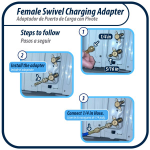 Appli Parts APCA-51614S 5/16 in Female x 1/4 in Male, SAE, R410, Swivel Charging Adapter with Valve Core and Depressor for Ductless Mini Split and other Air Conditioning Applications Appli Parts APCA-51614S 5/16 in Female x 1/4 in Male, SAE, R410, Swivel Charging Adapter with Valve Core and Depressor for Ductless Mini Split and other Air Conditioning Applications